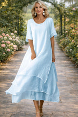 Elowra – Effortless Linen Layered Dress