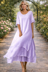 Elowra – Effortless Linen Layered Dress