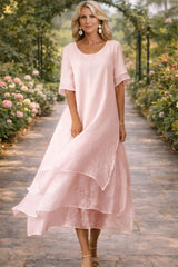 Elowra – Effortless Linen Layered Dress