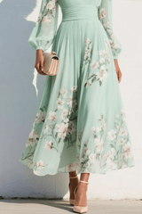 Elaria – Graceful Floral Pleated Maxi Dress