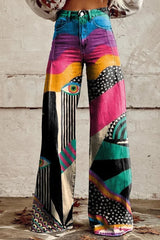 Delilah - Vintage Print Casual Wide Leg Pants