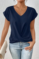 Lunara - Twist Hem V-Neck Blouse