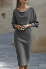 Seren – Elegant Draped Midi Dress