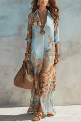 Celestine - Baroque Print Maxi Kimono Dress