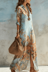 Celestine - Baroque Print Maxi Kimono Dress
