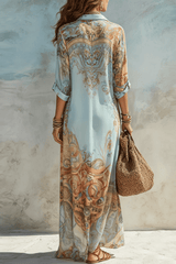Celestine - Baroque Print Maxi Kimono Dress