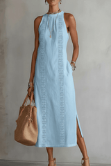 The Seraphina - Halter Lace-Detail Midi Dress
