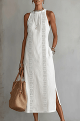 The Seraphina - Halter Lace-Detail Midi Dress