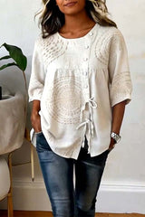 Celestique - Embroidered Linen Tunic Top