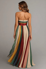 Elanira - Pleated Rainbow Maxi Dress