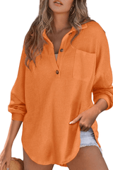 Elara – Casual Waffle Knit Button Blouse