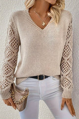 Selene – Elegant Lace Sleeve Sweater