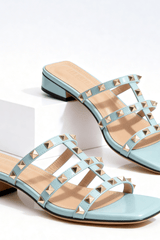 Valentina - Studded Heel Slide Sandals