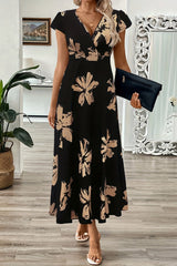 Noir | Black Floral V-Neck Maxi Dress