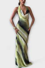 Elegant Green Tie-Dye Dress