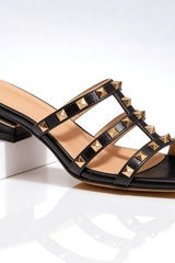Valentina - Studded Heel Slide Sandals