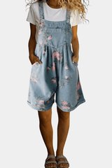 Rosabelle - Floral Denim Short Dungarees