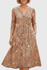 Arlina – Vintage Floral Midi Dress