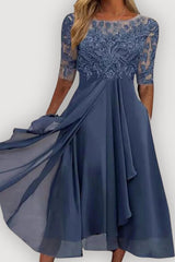 Elowara – Lace Elegance Midi Dress
