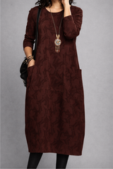 Elaris – Elegant Jacquard Midi Dress