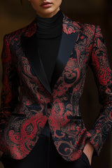 Urban Elegance Paisley Pattern Satin Printed Blazer