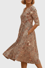 Arlina – Vintage Floral Midi Dress