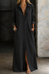 Sienna - Denim Button-Front Maxi Dress