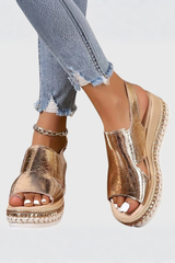 Seraphina - Metallic Comfort Wedge Sandals