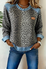Levana – Casual Leopard Contrast Sweater