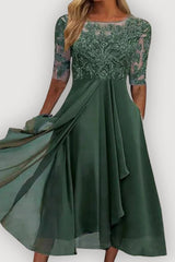 Elowara – Lace Elegance Midi Dress