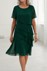 Navyelle - Graceful Chiffon Layered Dress