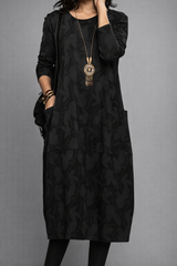 Elaris – Elegant Jacquard Midi Dress