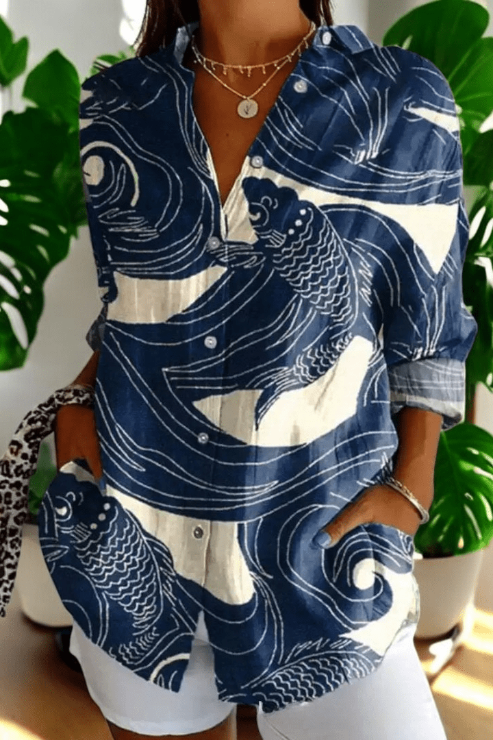 Midnight Koi – Floral Blouse