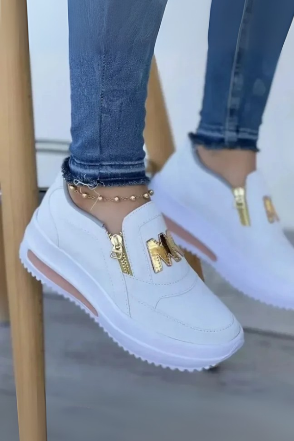 Nova – Gold Zip Platform Sneakers
