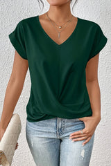 Lunara - Twist Hem V-Neck Blouse
