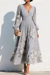 Elaria – Graceful Floral Pleated Maxi Dress