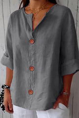 Elina – Relaxed Linen Blend Button Blouse
