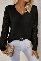 Selene – Elegant Lace Sleeve Sweater