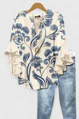 Arlisse – Bohemian Print Ruffle Blouse