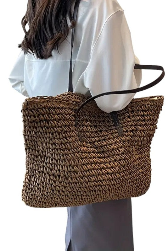 Woven Tote Bag - Coffee