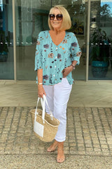 Joanne - Printed Button Tunic Top