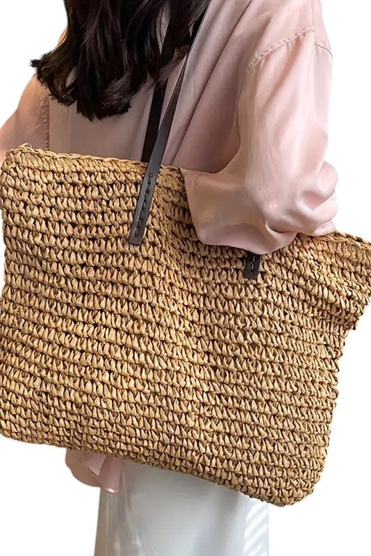 Woven Tote Bag - Khaki