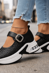 Noirielle - Crystal Buckle Comfort Walkers