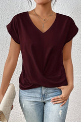 Lunara - Twist Hem V-Neck Blouse