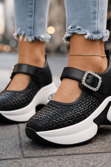 Noirielle - Crystal Buckle Comfort Walkers