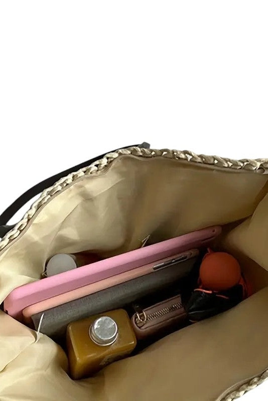 Woven Tote Bag - Beige