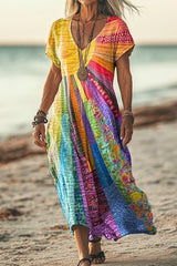 Zahara – Bohemian Patchwork Maxi Dress