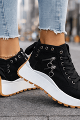 Maia - Denim Platform High-Top Sneakers