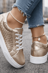Aurielle - Metallic Luxe Lace-Up Sneakers