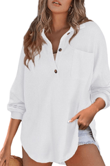 Elara – Casual Waffle Knit Button Blouse